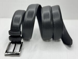 Black Textured Genuine Italian Leather Dress Casual Belt Size 48